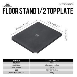 Campingmoon | CAMPIGNMOON Black T-229 Two-Piece Aluminum Alloy Camping Portable Table Board Outdoor Folding Table Accessories Half Skyboard