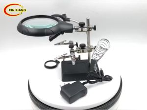 [HCM]Kính lúp kẹp mạch điện 3 kính 5 đèn led gác mỏ hàn dùng nguồn ACDC