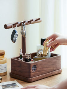 Solid Wood Entrance Key Storage Rack Watch Earphone Organizer Home Creative Desktop Storage Box Hallway Decorative Stand