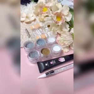 6pcs Chrome Mirror White Nail Powder Pigment Gold Silver Rubbing Holographic Aurora Iridescent Metallic Nail ArtPower Decoration