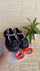 Giày Búp Bê Da Gắn Nơ Đính Đá Phong Cách Công Chúa Thời Trang Cho Bé Gái Từ 2 đến 10 tuổi