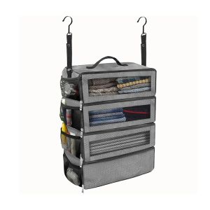 Hanging Travel Suitcase Organizer Foldable Closet Shelves Luggage Packing Cube Collapsible Storage Bag For Clothes