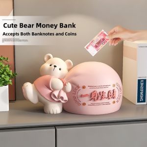 Bear-Shaped Piggy Bank Creme Colored Only Deposit