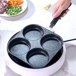 【Daily Suki Store】4-Hole Non-Stick Frying Pan Multifunctional Breakfast Maker for Burger Egg Ham & Pancake Anti-Scald Handle Easy Clean Non-Stick Coating Perfect for Family Cooking Pot