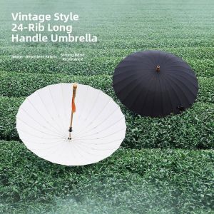 Dual-Person All-Weather Windproof Wooden Handle Umbrella