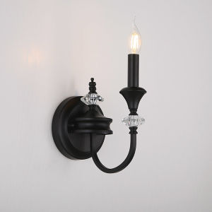 Fox Preferred French Vintage Wall Lamp American Simple Black Crystal Candle Malay Style Living Room Lighting Fixtures