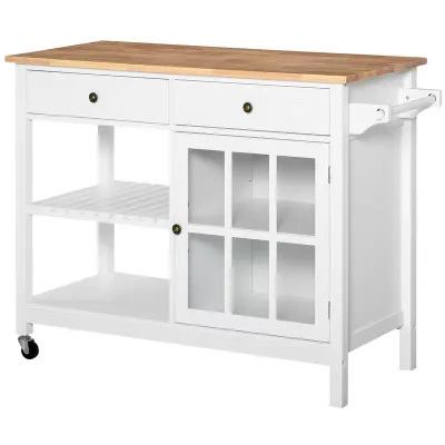 Portable Solid Wood Kitchen Island Bar Countertop
