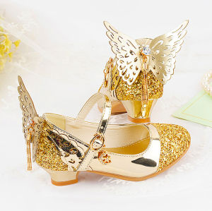 Little Girl Princess Shoes Western Style Soft Bottom Internet Hot Shoes Girls Leather Shoes Autumn Wear 45 Kids Aisha Crystal High Heels