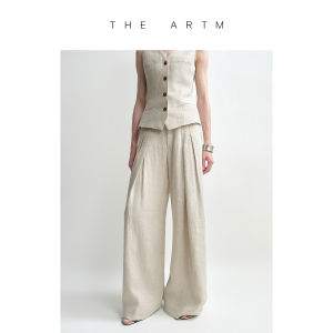 Elegant Business Casual Hemp and Linen Wide Leg Pants