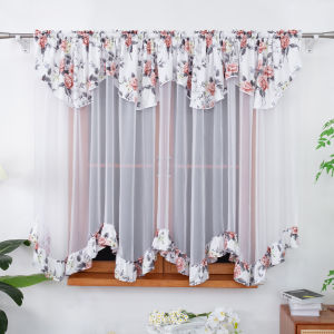 1PC Rural style floral pattern curtains semi transparent filter screen drapes for living room bedroom holiday wedding decoration