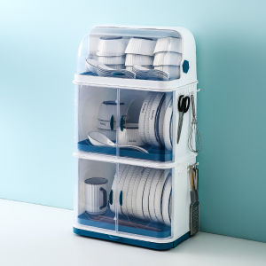 Covered Double Layer Kitchen Storage Box for Dishes