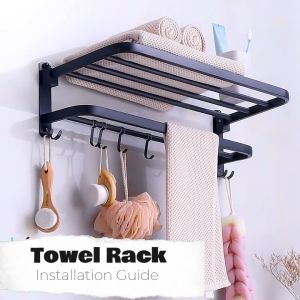 Stainless Steel Towel Rack Toilet Rack 60cm No Drilling