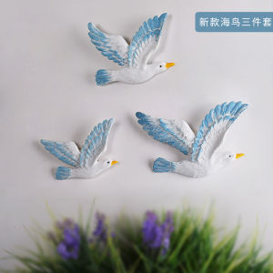 Ocean Wind Sea Bird Themed Resin Wall Decorations Hand-Painted Coastal Style Nursery Background Wall Artifacts for Living Room