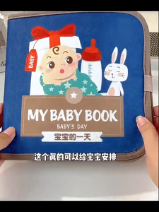 Interactive Learning Soft Book for Babies 12-24 Months - Dual Language Touch & Play Motor Skills & Focus Daily Routines Learning Safe & Washable - Three Designs Available