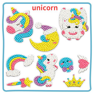 Child Diamond DIY Painting Sticker Set Toys Colorful Cartoon Sticker Handmade Arts Crafts Painting Girls Boys Magical Paste Gift