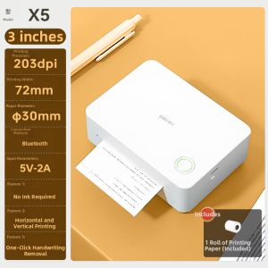 deli | Portable Bluetooth Error Correction Printer for Students Black and White Inkless Printing