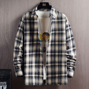 Plaid Long Sleeve Shirt Mens Spring Autumn Style Fashionable Collar Jacket Youth Trendy Casual Shirt Cotton Breathable Loose Fit