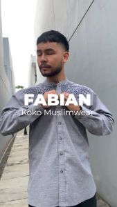 Coop Design - Fabian Koko Bordir Kerah Changi Collarless Katun Pria Lengan Panjang