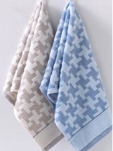 Soft Pure Cotton Face Towels Brown Blue Home Textile Pack of Two Absorbent Non-Pilling Wash Towels for Fitness And Home Use