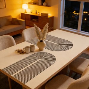 Zeen Placemats Dining Mat Wabi-sabi Style Leather Dining Tablecloth Waterproof Oil-Proof Washable Vinyl Woven Insulation Heat Resistant Table Mat