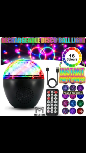 [SG Stock] 2-in-1 Bluetooth Speaker Disco Ball | 16 Color Modes LED Stage Light | Rechargeable & Cordless | Sound-Activated Strobe Light for Party Wedding & Kids Room