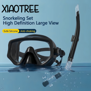 Dry Snorkel Set Diving Mask For Adults Tempered Glass Professional Panoramic Snorkeling Gear Swimming Training Snorkel Kit