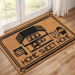 VIKAMA Pixel Style Game Theme Floor Mat Indoor and Outdoor Entrance Door Mat Bedroom Living Room Carpet Home Decoration