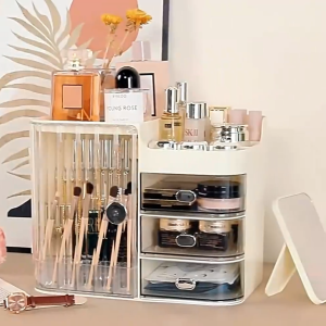Tempat Penyimpanan Skincare / Makeup Organizer Dengan Model Tertutup Set Cermin Rias CF K176