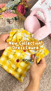 BOBOHO - LAURA DRESS 1-6 TAHUN GAYA FEMINIM / DRESS LENGAN KUTUNG ANAK LOKAL RAYON PREMIUM