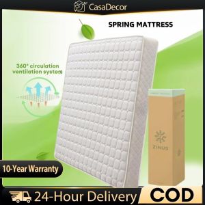 【Free pillow】CASA Tilam Spring Tilam Single / Queen / King Vacuum Roll Packing Firm 7.8 Inch Pocket Spring Support Latex Mattress (10 Years Warranty)