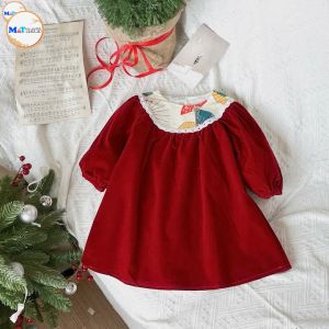 VÁY BÉ GÁI VẢI NHUNG TẾT- MT5282