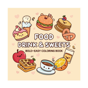 Stress Relief Coloring Sticker Book Cartoon Drawing Graffiti Coloring Book 40 Pages Food Beverage for Children 3-6 Years Old