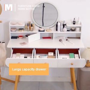 Dressing Table with Drawers Organization Nordic Home Bedroom Multi-Functional Vanity Dresser with Led Light Mirror