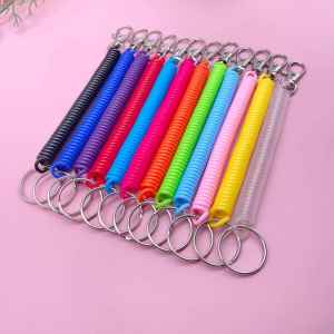 Elastic Alloy Spring Keychain Lanyard Mobile Phone Anti-Loss Safety Rope Hook Garden Irrigation System Accessory Key Holder