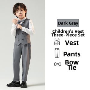 Childrens Suit Set Boys Handsome Small Suit Wedding Performance Autumn Winter Host Pageant British Style Jacket Coat