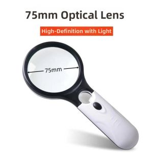 Super Large 90x Magnifying Glass Reading Repair High Definition Handheld with Light for Middle Aged And Elderly People