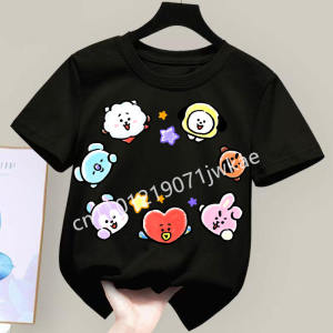 52TOYS | Boys and Girls Tee for Children Tops Cute BT21 Mang Inspired Kids T-Shirt Adorable Blue Character Graphic 3-12 Year