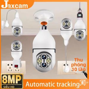 Camera Bóng Đèn 4K 8MP E27 Với Zoom 10X Tự Động Theo Dõi Camera Giám Sát WiFi Trong Nhà Đèn Pha An Ninh Gia Đình Camera IP Màu Trắng