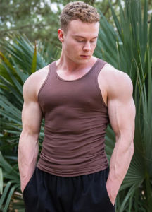 Áo Vest Nam Ôm Body Chất Liệu Lụa Đá Dệt Kim Sọc Kiểu Dáng Thể Thao Mùa Hè Mỹ 2026 Không Tay Lưng Chữ I Màu Trơn Nhanh Khô Chất Liệu Nylon Spandex