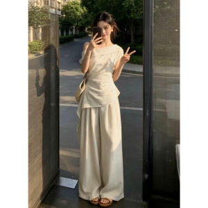 SENWA | Stylish OOTD New 2026 Womens Shortsleeve Off-Shoulder T-Shirt and Wide Leg Pants Two-Piece Set
