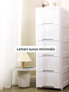 Trove Lemari laci lebar 48cm/lemari plastik laci 4/5/6/7susun/penyimpanan pakaian besar/lemari laci dengan roda dan dapat dilepas