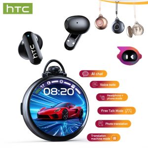 HTC NE71 AI Translator Earbuds Round HD Touch Screen Bluetooth Earphones Long Battery Type-C Lanyard Portable Wireless Headphone