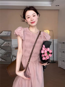 Váy Xếp Ly Dopaamine Cho Bé Gái Mùa Hè 2025 Váy Dài Chữ a Cạp Cao Ngọt Ngào Mềm Mại Cho Nữ