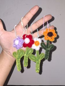 พวงกุญแจดอกเดซี่ ลวดกำมะหยี่ DIY เลือกสีได้