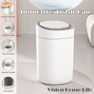 Vision 15L Automatic Trash Can Siphon Multifunction Sensor Garbage Can Household Touch-Free Kitchen Bathroom Waste Bin Intelligent Induction Trash Bin Touchless Smart Silent Rubbish Bin