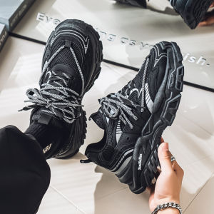 Sporty Mens Shoes 2025 Autumn New Style Thick Bottom Running Casual Fashion Dad Sneakers Wear Resistant Rubber Outsole