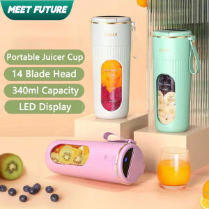 2024 New Rechargeable Portable Juicer Cup 14-blades Fast Mixing Digital Design 2400mAh Capacity Indoor and Outdoor Juice Machine