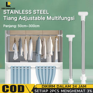 Tiang Gantungan Pakaian Multifungsi 110-200cm: Pipa Tongkat Ajaib & Tiang Fleksibel Stainless