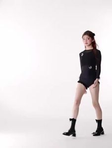 32Cicory New Arrival Black  Swimsuit Three-Piece er Female Long Sleeve Seaside Beach Vacation Thin Swimsuit