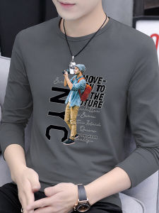 9076-9087 [6] Modal Photographer Autumn Clothes Autumn Simplicity Pure Cotton Long Sleeves T-Shirt Mens Fashion Bottoming Shirt